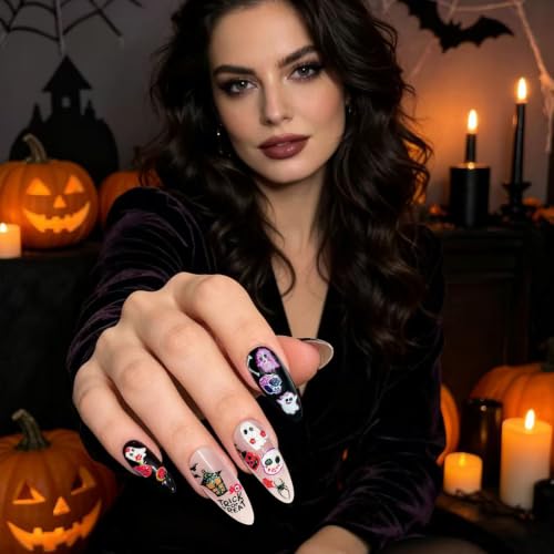 Halloween Nail Art Stickers Kit with Precision Tweezer - 30 Sheets