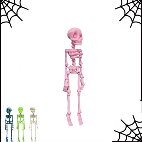 Poseable Skeleton Fridge Magnet - 3D Printed Silky Pink 7in - Halloween Decor