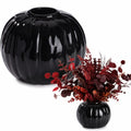Black Pumpkin Flower Vase - 5.5-Inch Ceramic Fall Decor & Centerpiece