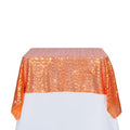 PartyDelight Orange Sequin Tablecloth 50x50 Inch Square Decorative Cover for Events