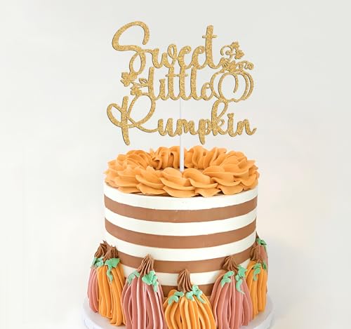 Gold Glitter Pumpkin Cake Topper for Fall Baby Shower & Halloween Celebrations
