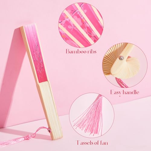 Chinese Folding Hand Fans Set of 20 - Silk & Bamboo Decorative Fans for Women