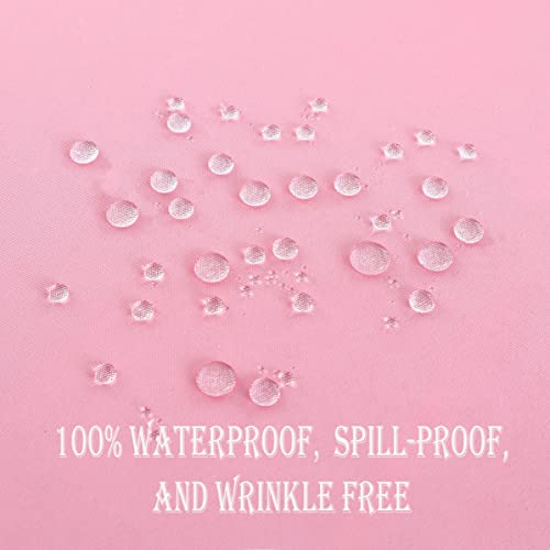 Pink Waterproof Round Tablecloth 48 Inch - Wrinkle Free, Stain Resistant