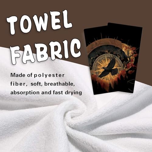 Dark Academia Gothic Black Raven Kitchen Dish Towels Set of 2 - Home Decor