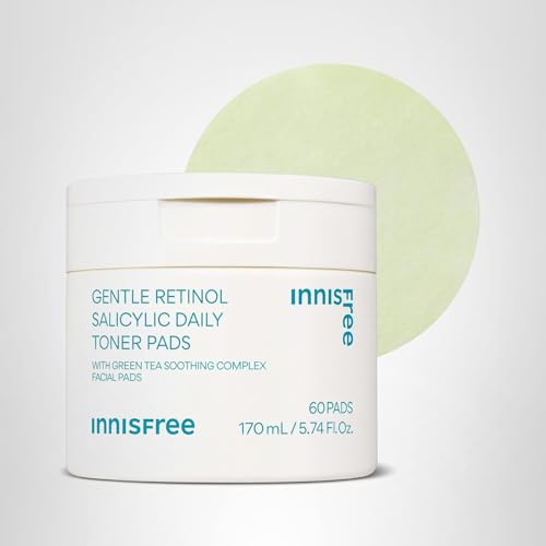 innisfree Daily Gentle Retinol Salicylic Toner Pads, Korean Sheet Mask Pads for Acne-Prone Skin Care