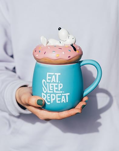 Snoopy Mug with Lid 16.9oz - Peanuts Coffee Cup, Beagle Gift, Variation of Snoopy