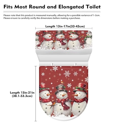 Christmas Toilet Tank Cover Snowman & Snowflake Holiday Bathroom Decor - Universal Fit