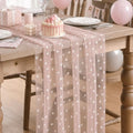 Pink Gauze Flocking Table Runner 10FT for Wedding Holiday Dining - Variation 28" x 120"