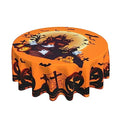 Halloween Pumpkin Castle Ghost Round Tablecloth 60 Inch Orange Black Decor