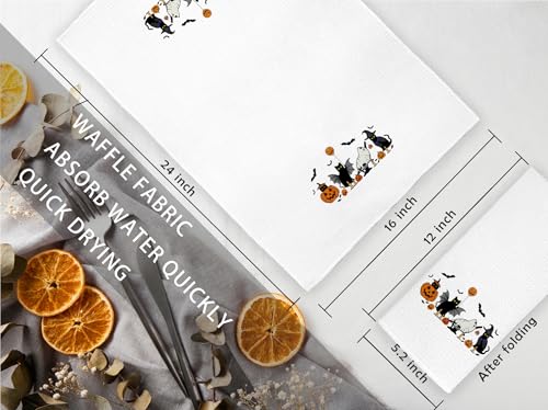 Halloween Cat Pumpkin Kitchen Towels - Tea & Hand Towels, 16x24 in