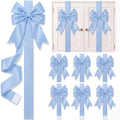 Light Blue Christmas Cabinet Ribbons Bows Set of 6 - Festive Kitchen Decor