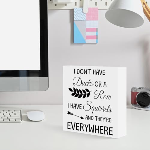 Funny Wooden Desk Sign - Squirrel Lover Office Decor Gift