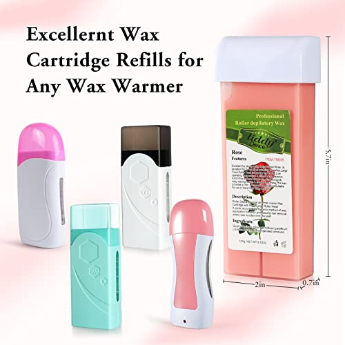 Rose Roll-On Hair Removal Wax Refill Cartridges for Sensitive Skin - 4 Pack