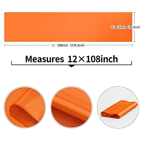 12x108 Inch Orange Satin Table Runner 4-Pack - Elegant Wedding & Party Decor