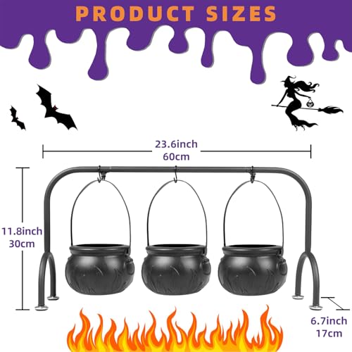 Halloween Witch Cauldron Candy Serving Bowls Set of 3 with Rack
