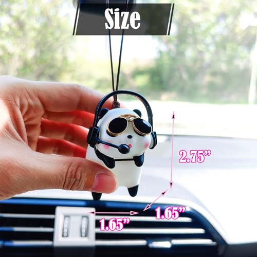 DJ Panda Rearview Mirror Hanging Ornament - Cute Panda Car Decoration, Car Accessory, Interior Decor