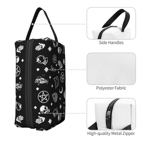 Halloween Skull Cat Moon Gothic Cosmetic Bag - White2 Travel Makeup Pouch
