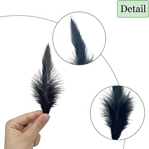 200pcs Black Rooster Saddle Feathers for Crafts, Halloween & Wedding Decor - 5-7 Inch