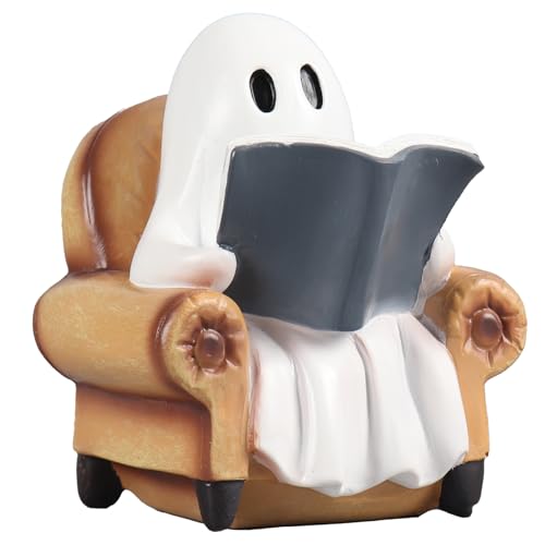 Ghost Reading Book Figurine Halloween Decor - Cute Ghost Indoor Ornament