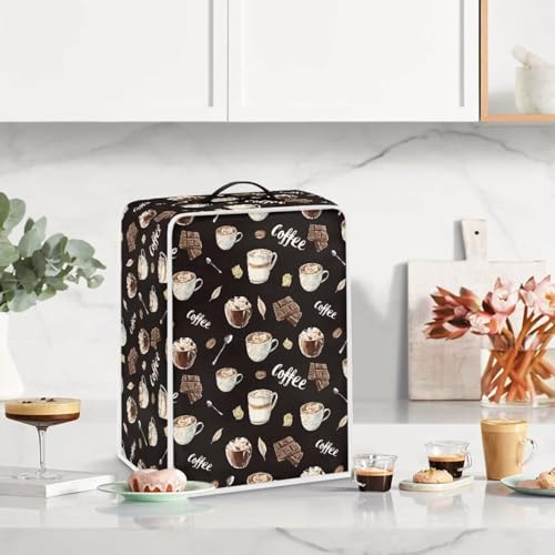 Coffee Maker Dust Cover Protector - Chocolate & S - Universal Fit, Washable, Foldable Kitchen Accessory