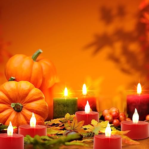 LED Flameless Tea Lights Battery Operated 100 Pack Red - Safe Romantic Decor