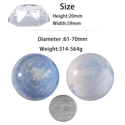 Blue Celestite Stone Sphere Figurine - 2.36-2.76 Inches, Healing & Decor