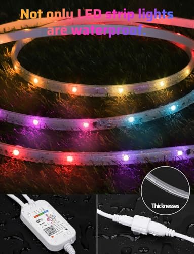 78FT Waterproof RGB+IC Outdoor LED Strip Lights WiFi Smart with App & Voice Control