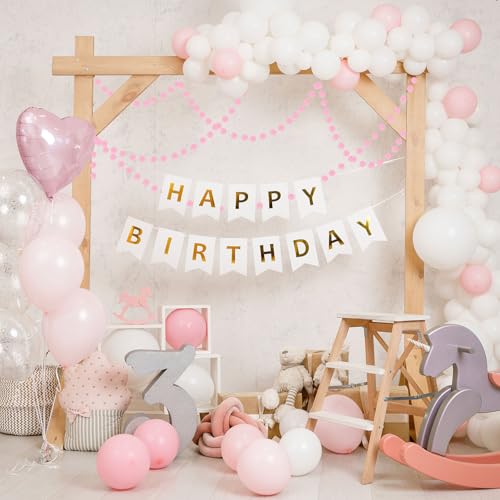 Pink Felt Ball Garland 3 Pack - 6.6ft DIY Party & Home Decor, 30 Balls