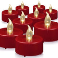Flameless LED Tea Light Candles Bulk 24 Pack Red Flickering Battery Operated