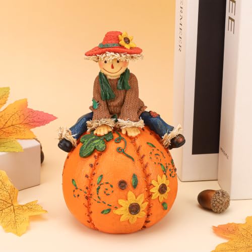 Folmywy Fall Thanksgiving Pumpkin Scarecrow Decor - Resin Figurines - Scarecrow Variation