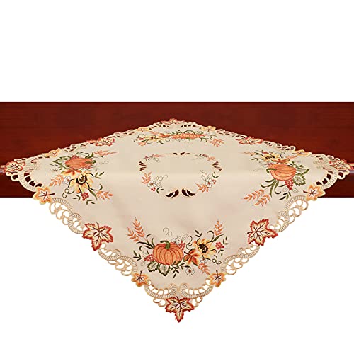 Small Fall Pumpkin Tablecloth - 34x34 Inch Square Autumn Harvest Decor