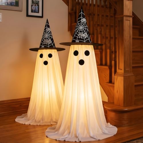Light Up Ghost Decorations - Indoor Outdoor Halloween Halloween Decorations 2 Pack