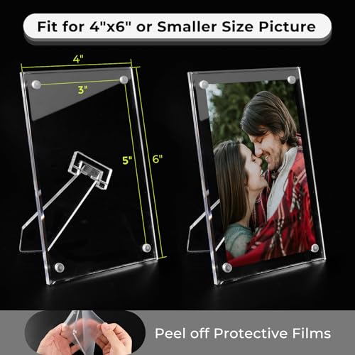 3 Pack Acrylic Picture Frames 4x6 with Stand - Modern Photo Display