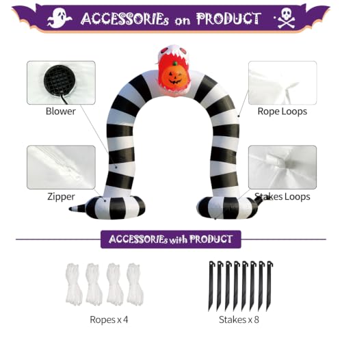 Halloween Inflatable Sandworm Archway with LED Lights - 10FT Long 8FT Tall Outdoor Decor - Trick or Treat Yard & Garden Decorations