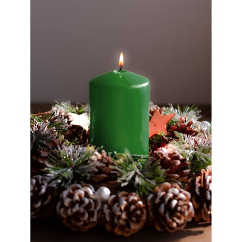 Candwax Green Pillar Candles Set of 3 Cone-Top 6 Inch Christmas Decor
