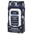 Cala Men Cooling Face & Body Wipes 60 Sheets - Unscented, Eucalyptus & Witch Hazel, Reusable Pack