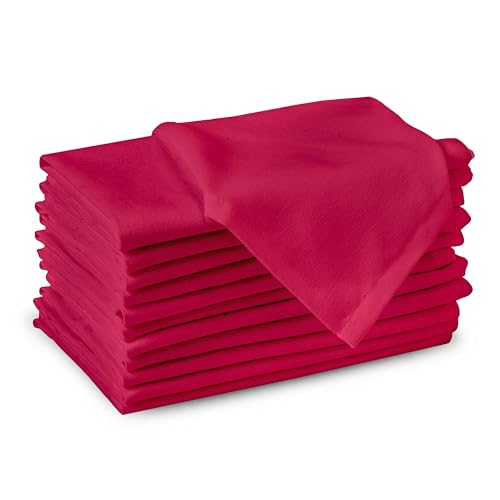 Reusable Cotton Cloth Napkins - 17x17 Inches Set of 12 Hot Pink