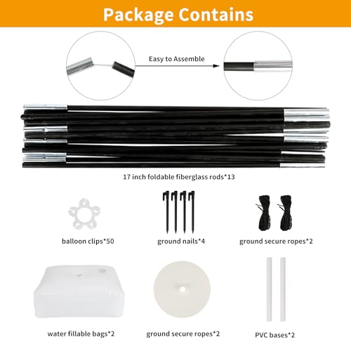 Adjustable Balloon Arch Kit - 8ft Tall & 9ft Wide Frame Stand with PVC Bases for Weddings & Parties