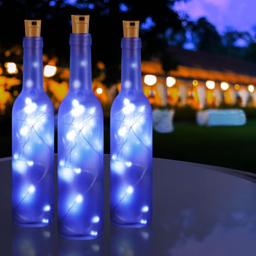 Frosted Wine Bottle Lights Set - 12 x 375ml Cork Fairy Lights with 30 LEDs