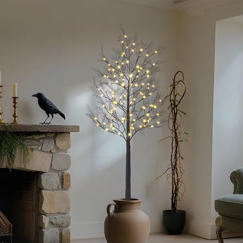 Lightshare 6FT Lighted Willow Tree with Warm White LED Lights - Black Variation