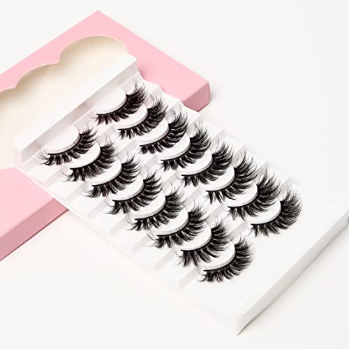 D-3D985-8 Pair Faux Mink 3D False Eyelashes - Natural Fluffy Volume Handmade