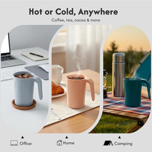 Reusable Plastic Coffee Cups Set of 4 - 12oz BPA-Free Unbreakable Mugs