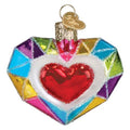 Faceted Glass Heart Ornament - Handcrafted Holiday Christmas Tree Decoration