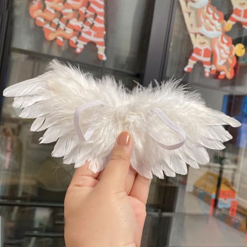 Mini Feather Angel Wings Decor Set for Crafts, Weddings & Holidays - White, 2 Pcs