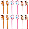 Multicolor Inflatable Stick Horse Set - 12pcs 38-inch Party Horse Props for Cowboy, Pony, Western Themes