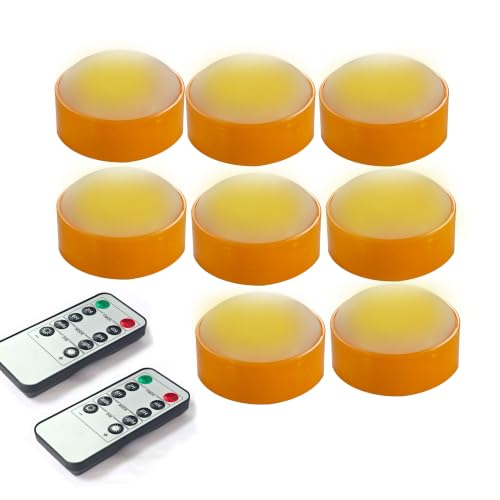 Halloween Battery LED Jack-O-Lantern Pumpkin Lights with Remote Control - Orange, 8 pcs