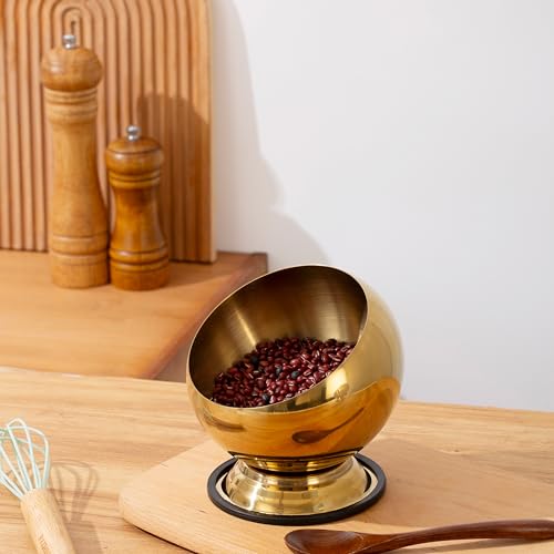 7.08 Inch Gold Candy Bowl - Medium Candy Dispenser with Base - Valentine & Party Decor