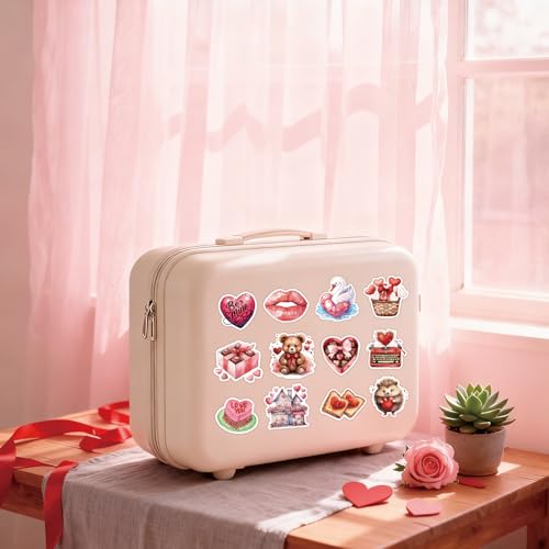 Valentine's Day Sticker Set - 100pcs Heart, Floral & Phrase Decals for Gifts & Decor