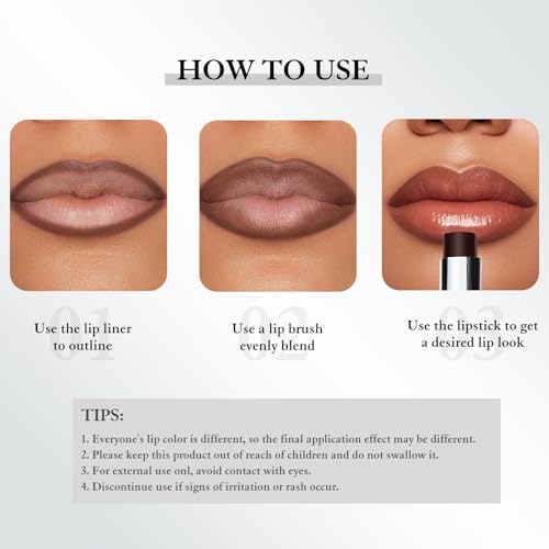 Black Lipstick & Brown Lip Liner Set Tinted Lip Balm for Hydration & Precision — Black & Brown Variation