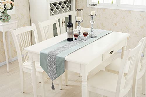 Grey Wedding Tassel Sequin Table Runner 13x98 Inches - Elegant Decor